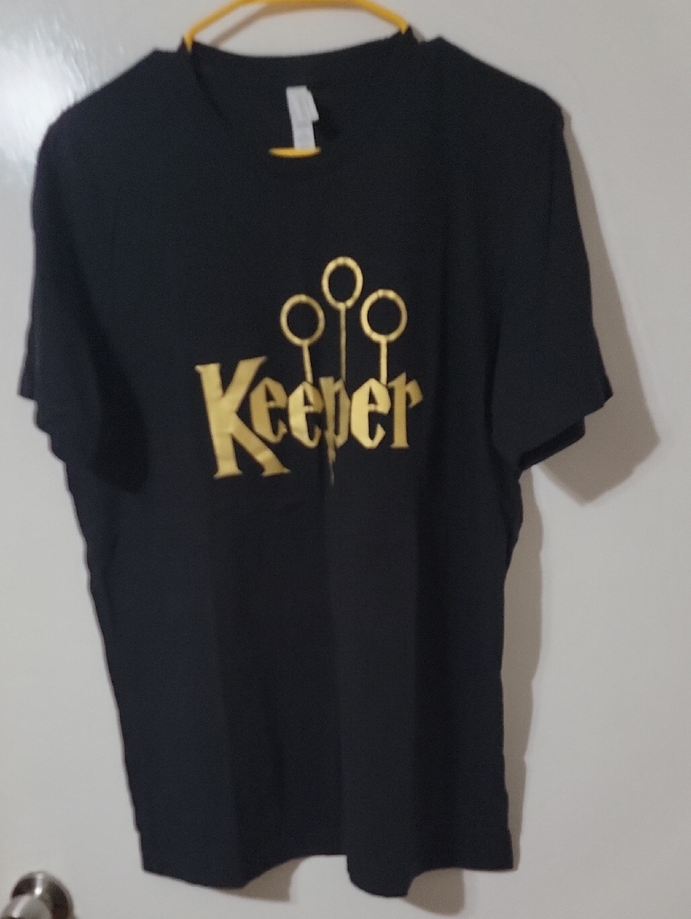 Keeper Black Tee with Gold Quidditch Design